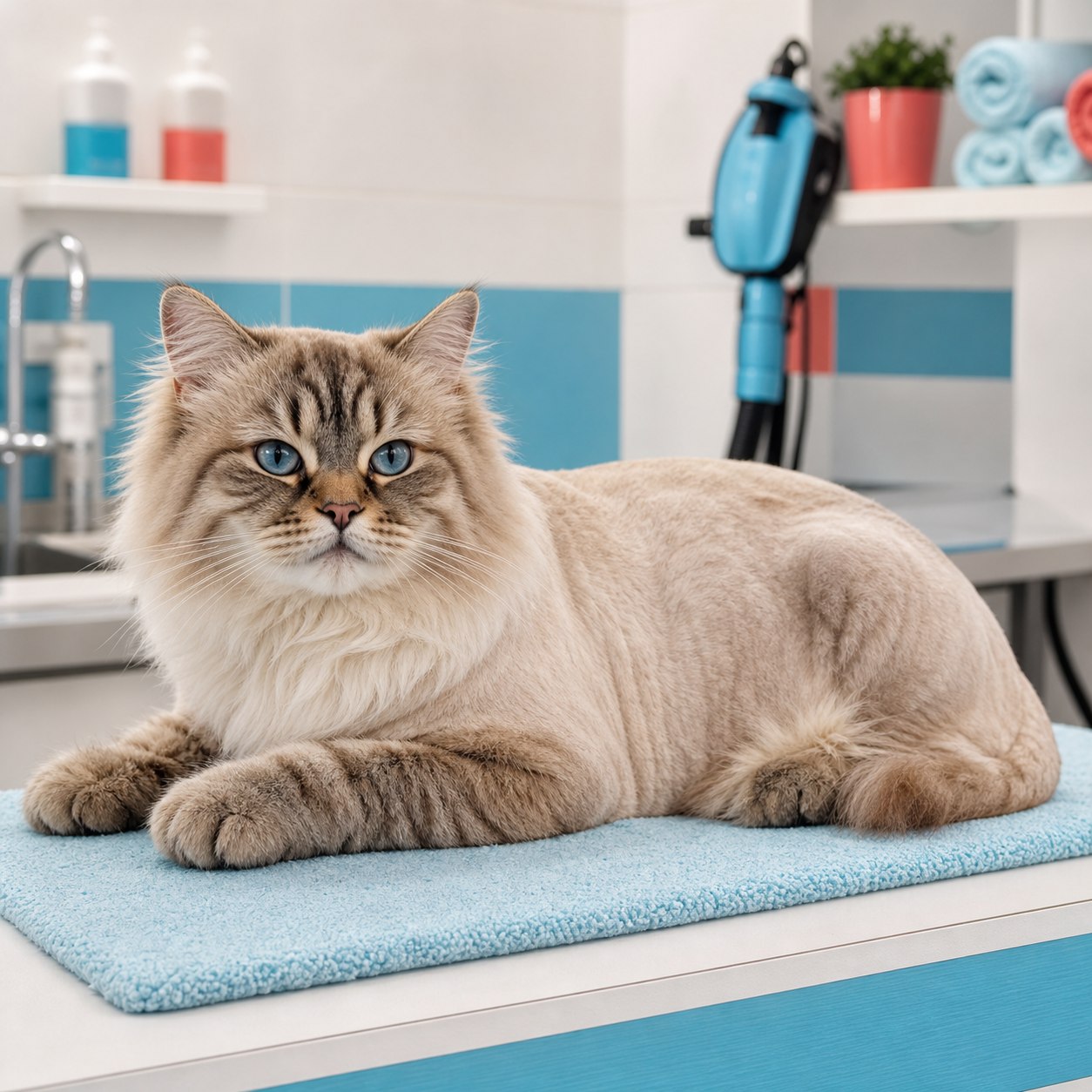 Banho e tosa estilizada para gatos na União Pet em São Bento do Sul